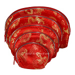 5 tlg. Beutel-Set aus Seide & Viskose mit Reißverschluss rot 6550